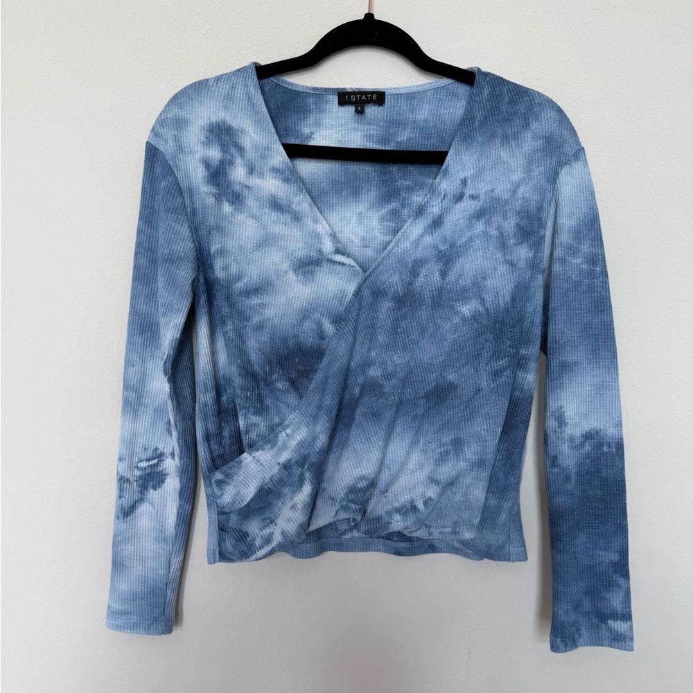 1. State Women's Blue Tie-Dye Long Sleeve Top